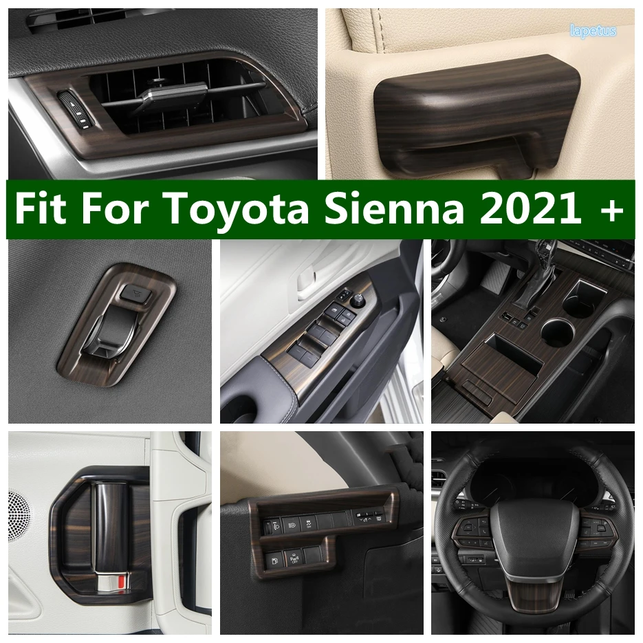 

Head Lights Lamp Switch Button Frame Air Condition AC Outlet Cover Trim Wood Grain Interior Parts For Toyota Sienna 2021 - 2023