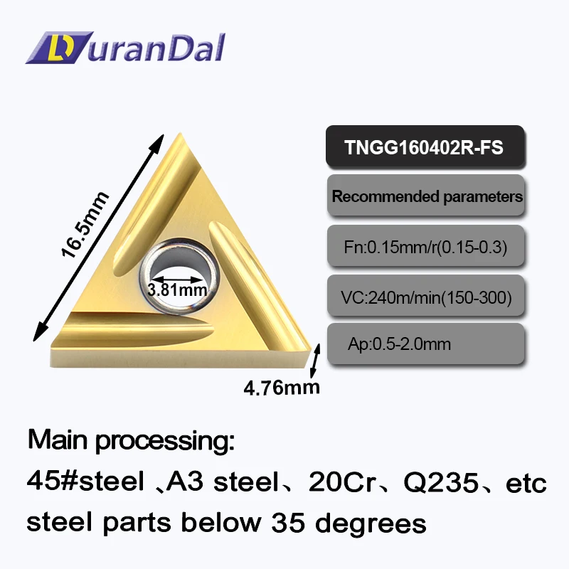

10Pcs Coated TNGG160402R-FS CNC Lathe Carbide Ceramics Inserts for Finishing Machining Steel Turning Tools Blade fine Grinding