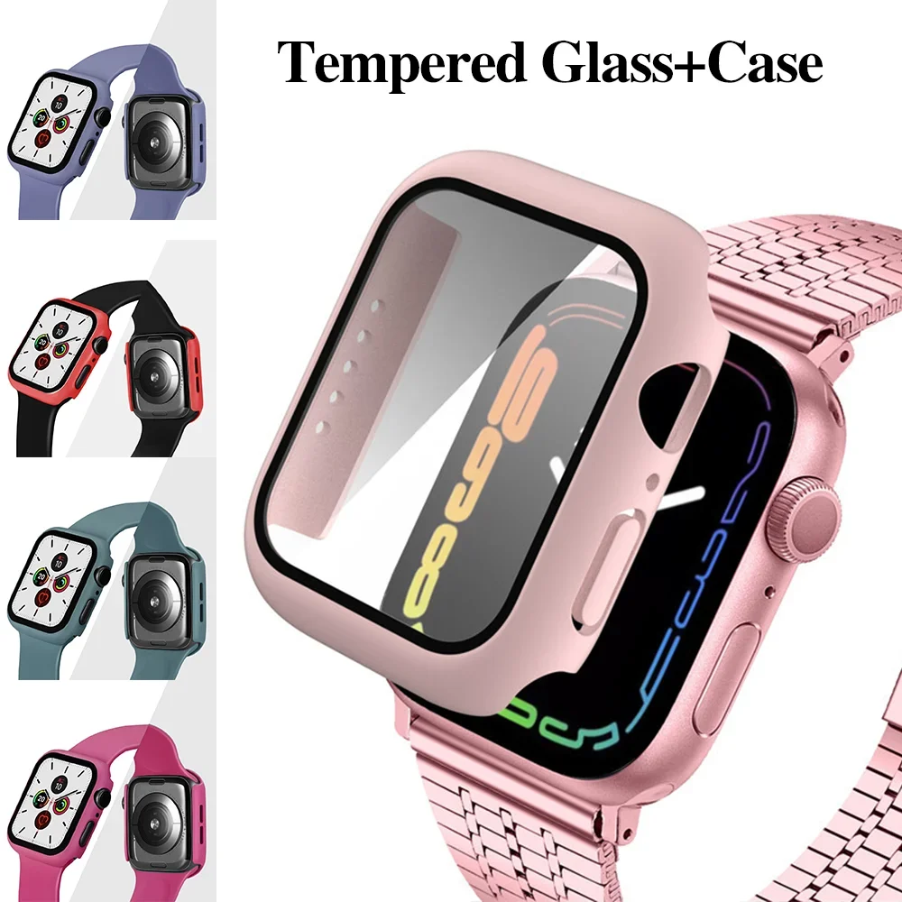 Enhanced Tempered Glass Case for Apple Watch - Screen Protector & Bumper Cover Accessories