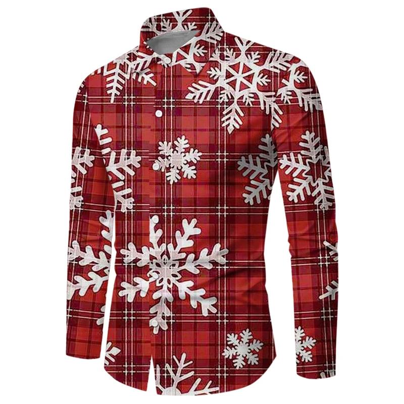 

Высококачественная модная мужская рубашка на пуговицах Рождественская рубашка повседневные дизайнерские рождественские Топы с длинным рукавом мужские топы с лацканами