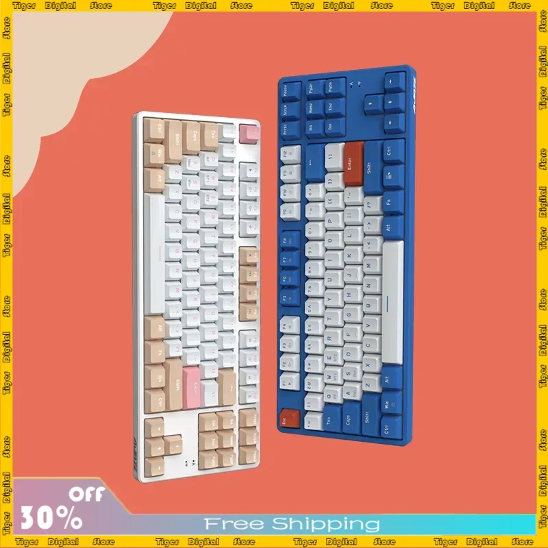 

New AK871 Hot Swap Wireless Mechanical Keyboard Bluetooth Wireless Dual Mode Connect Office Gaming 87 Keys Ergonomic Keyboard