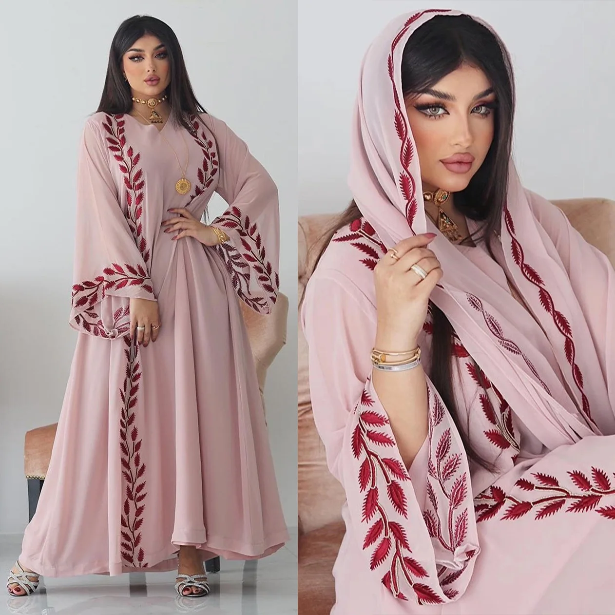 

Long Dresses Abaya Polyester Adult Casual Satin Slight Strech Dresses Kaftan Markdown Sale