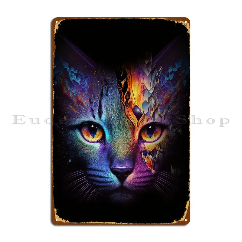 

Abstract Cat Surreal Cat Metal Sign Living Room Pub Mural Pub Customize Vintage Tin Sign Poster