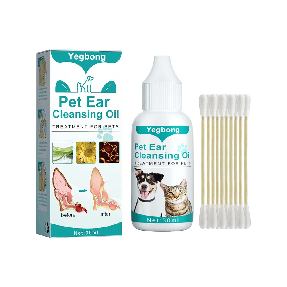 30ml Cleansing Insect Oil Natural Cat Ear Deodorant Oil Remove Mites Dog Ear Cleaner Keep Canals Clean for Pet Cleaning Supplies