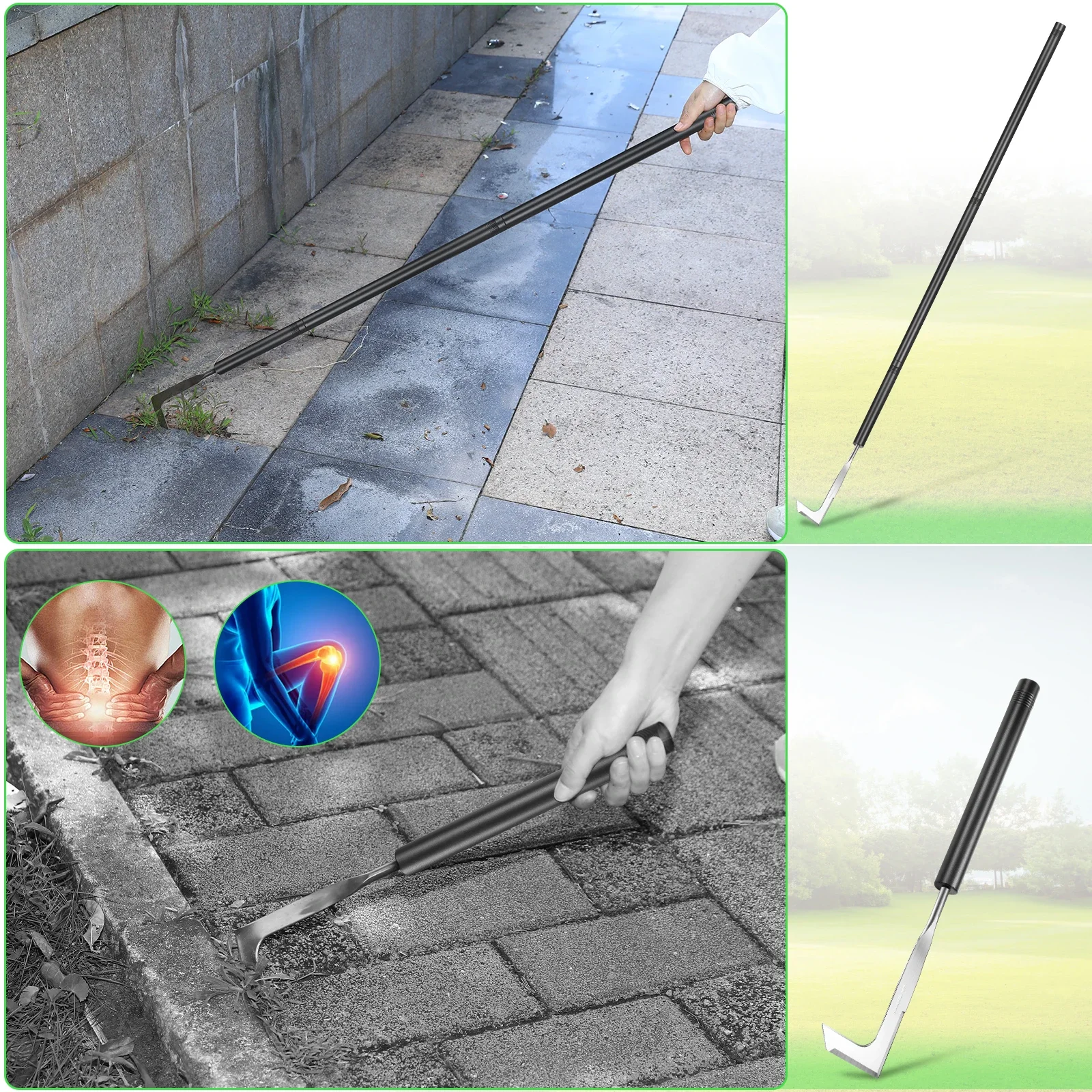 L Shaped Hand Crevice Weeder Root Remover Tool Outdoor Weeder Portable Weed Puller Handled Up Manual Stainless Steel Garden Tool