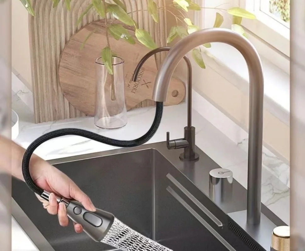 Kitchen Sink Faucet Set Kitchen Sink Waterfall Faucet Large Single 304 Stainless Steel kitchen sink faucet set,kitchen sink,kitchen accessories