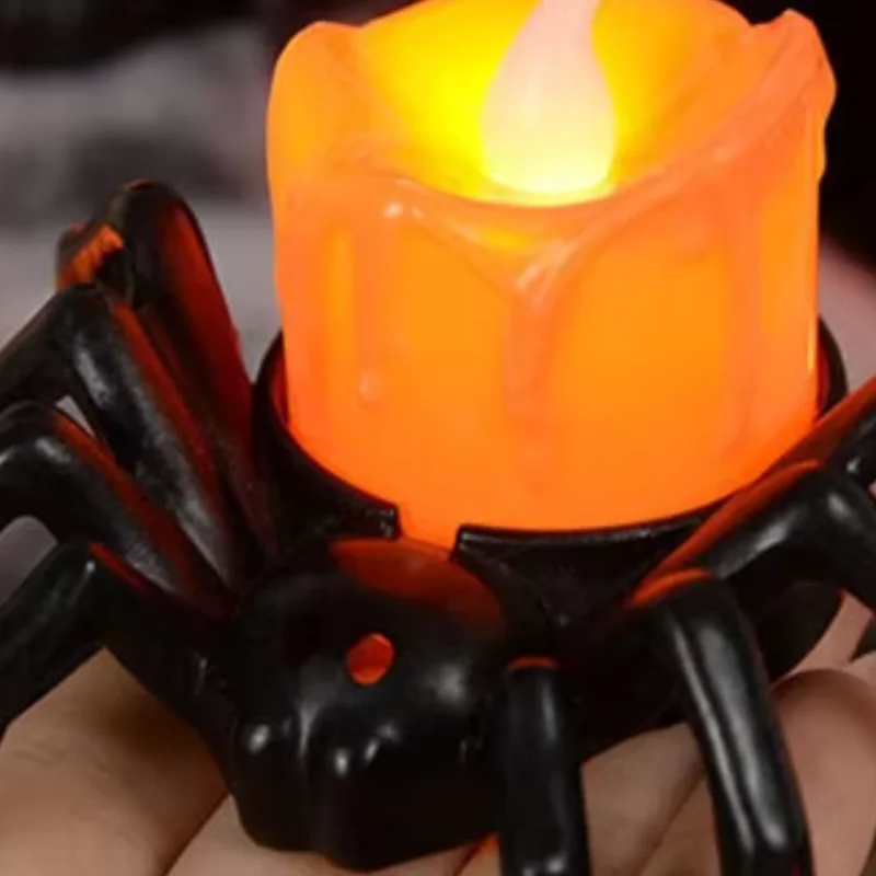 Halloween Decorations LED Candle Light Plastic Spider Pumpkin Lamp for Home Bar Haunted House Halloween Party Decor - Image 2