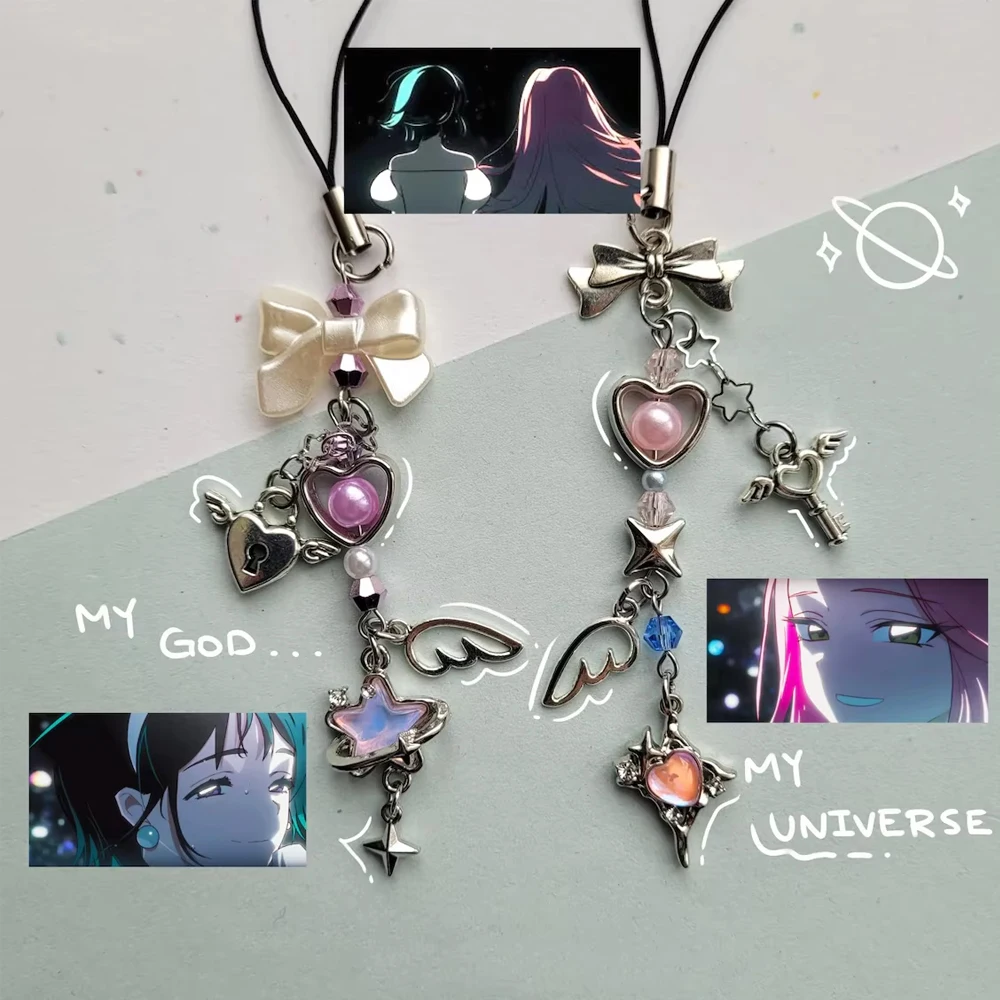 Anime Alien Heart Bow Keychain & Phone Charm - Versatile Backpack Decoration & Gift Accessory