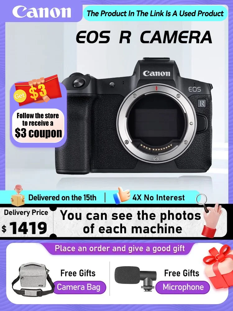 Canon EOS R R6 Full-Frame Mirrorless Camera Digital Compact Professional Photographer Photography 30.30MP 4K Video Cameras（Used） digital camera
