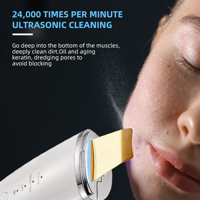 Facial skin exfoliator deep vibration cleaner scraper ultrasonic blackhead remover and facial massager make the skin clearer