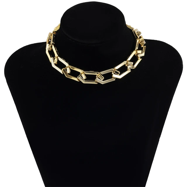 Lacteo Punk Multi Layered Golden Chain Choker Necklace Jewelry for Women Hip Hop Big Thick Chunky Clavicle Chain Charm Necklace LC3171517