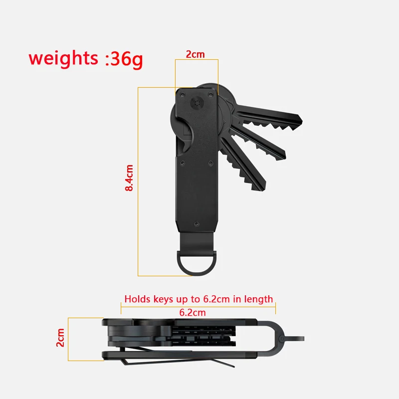 Key Organizer - Compact Metal Key Bag Minimalist Innovative Key Fob Smart Key Fob Holds 2-6 Keys