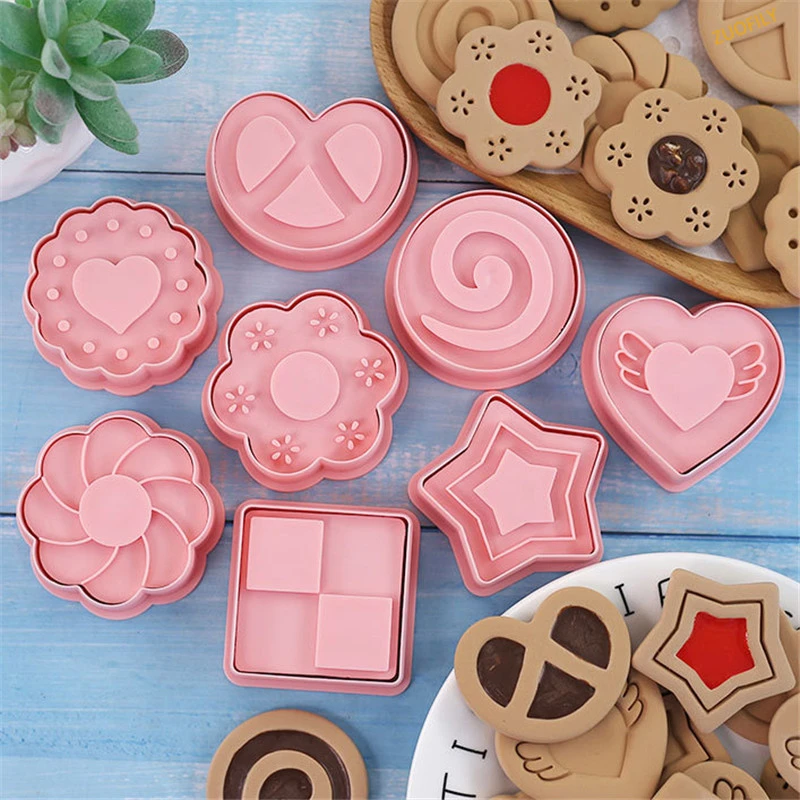 Moldes para galletas de mermelada 3D, cortador de Fondant con forma de corazón redondo, sándwich de fabricación de decoración de pastelería, herramientas para hornear, 8 piezas| | - AliExpress
