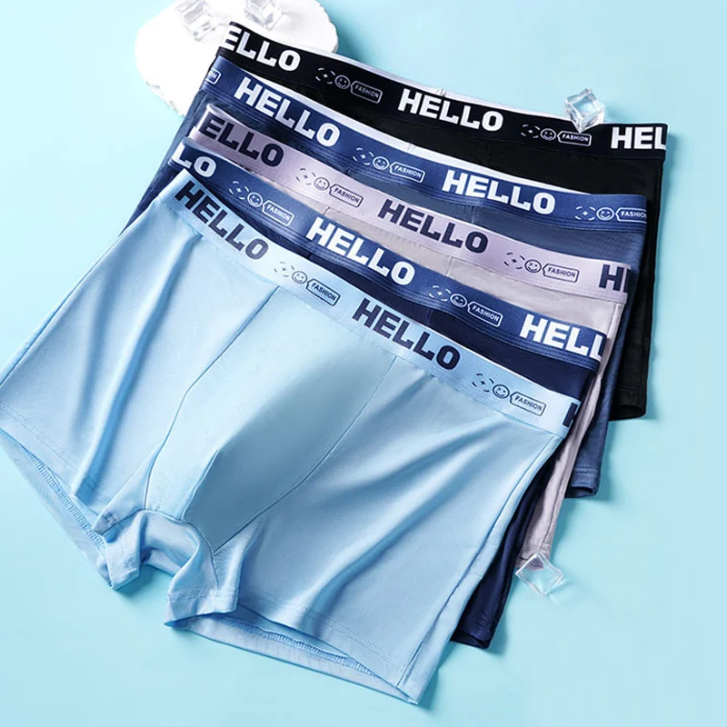 

Трусы-боксеры мужские из вискозы, модное нижнее белье, шорты, большие размеры, 4 шт./комплект, летние