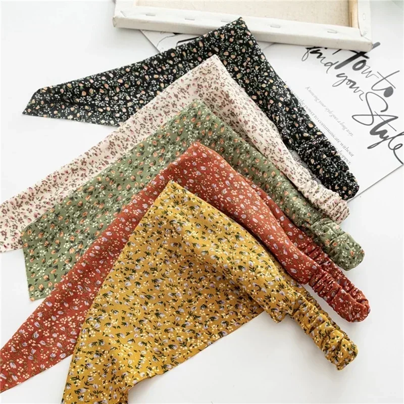 Floral Kerchief Headwear Wrist Head Wrap Scarf Triangular Headscarf Accessories Hair Band Fashion Women Hats Creative Gifts