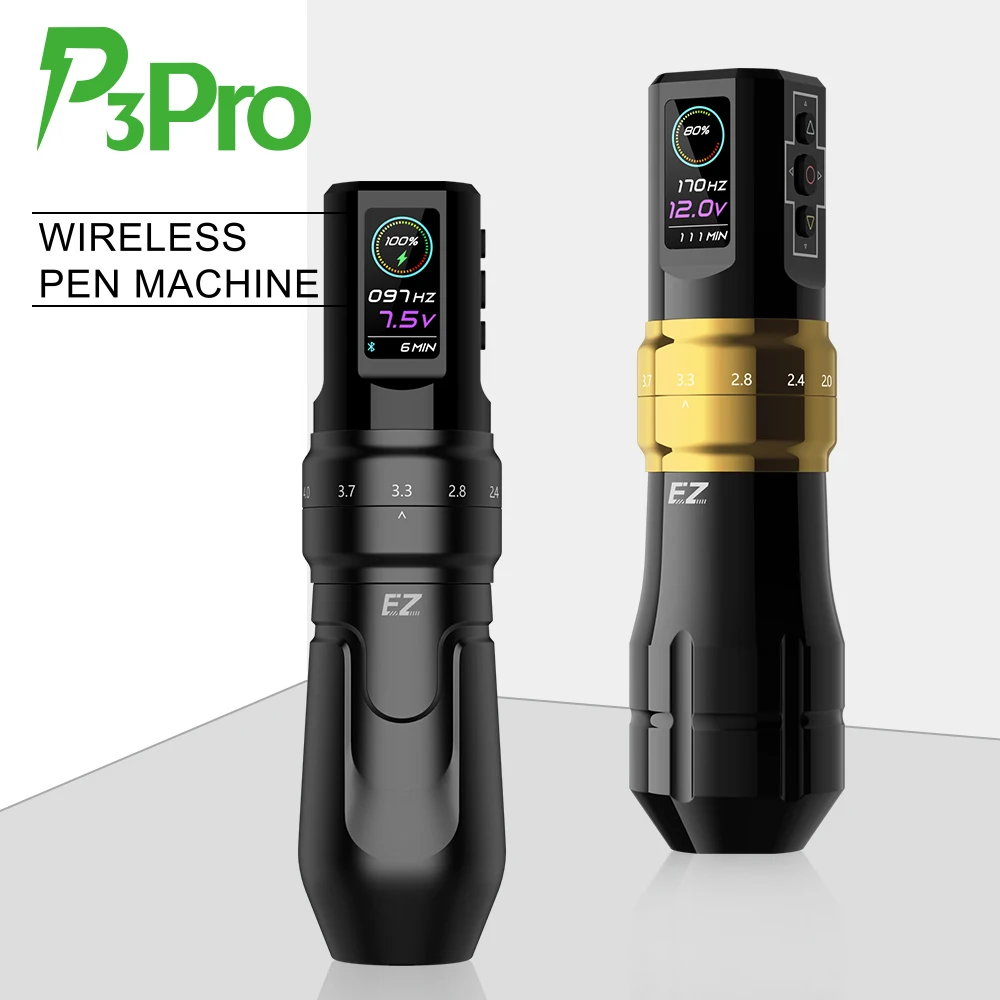 EZP3ProTattooPenWirelessBatteryTattooMachineAdjustableStrokes