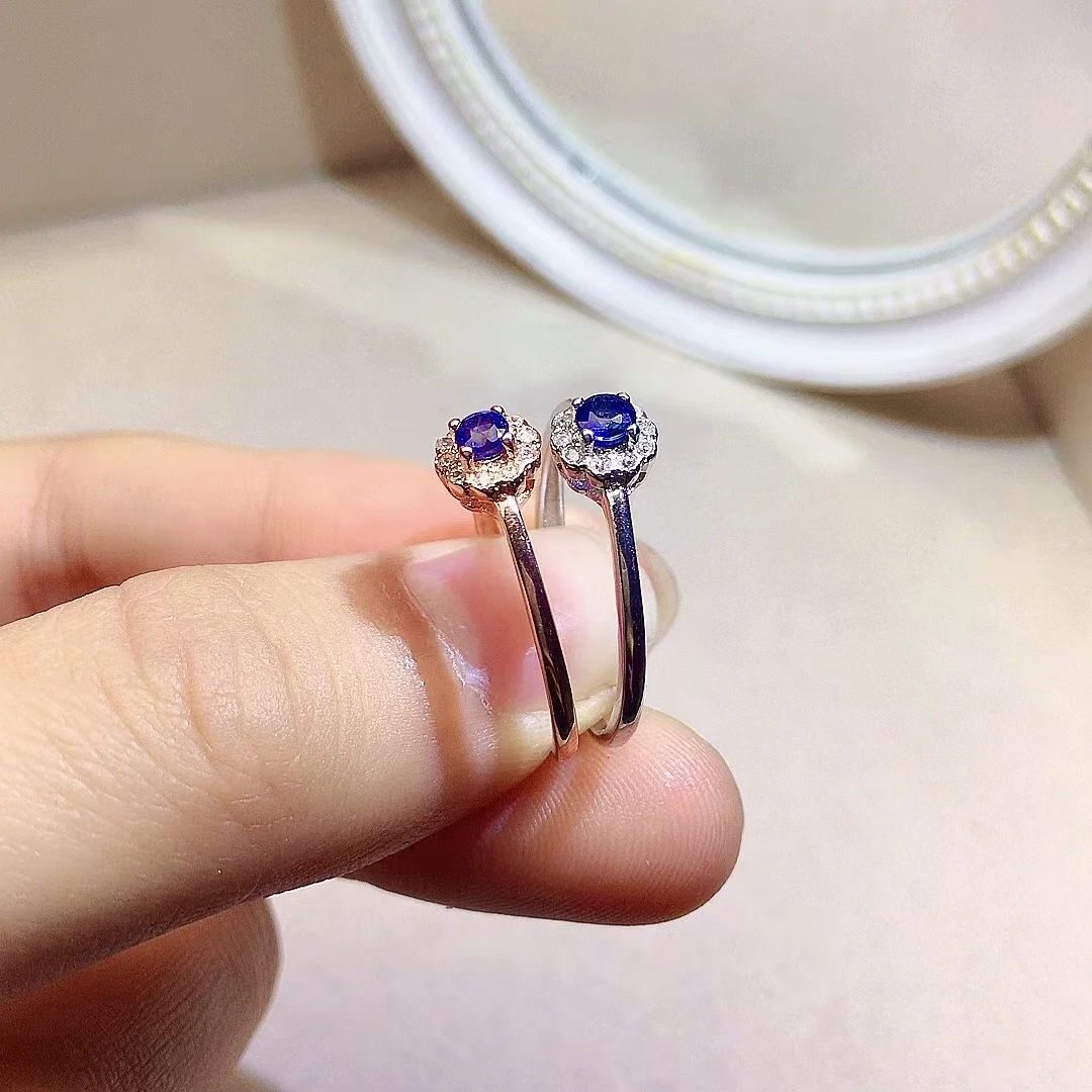 Bague En Argent 925 Sertie D'une Pierre En Verre Bleu Clair - Taille 56, Occasion