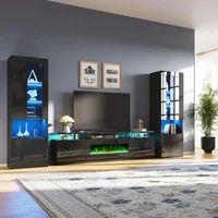 TV Stand with Fireplace and Bookcases, 80" 2-Tier Fireplace TV Stand with 40" Fireplace, 2 X Bookshelves, Tv Stands Fireplace 1