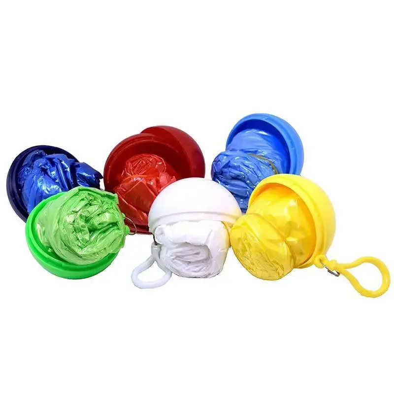 1 Pcs Portable Raincoat Disposable Poncho Unisex Raincoat Ball Cape Key Ring Ball Rainwear Poncho Safety Clothing