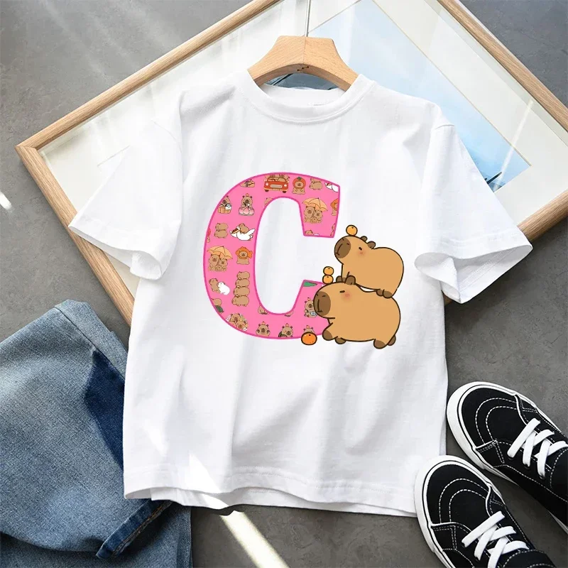 Adorable Capybara Kids T-Shirt - Cute Cartoon Design Cotton Tee