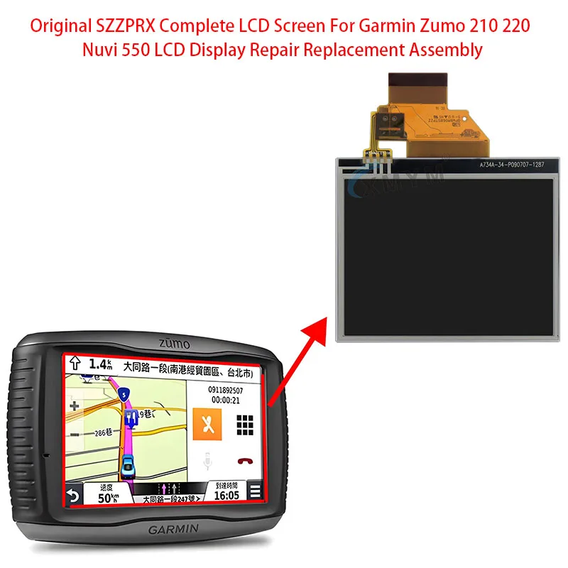

Original SZZPRX Complete LCD Screen For Garmin Zumo 210 220 Nuvi 550 LCD Display Repair Replacement Assembly