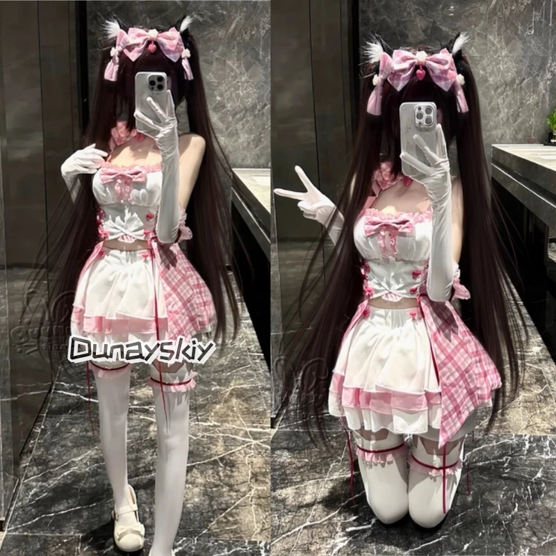 Jogo anime nekopara baunilha chocolate cosplay traje nekomimi paraíso peruca impressão traje de empregada mulher sexy kawaii carnaval terno - AliExpress 200000532