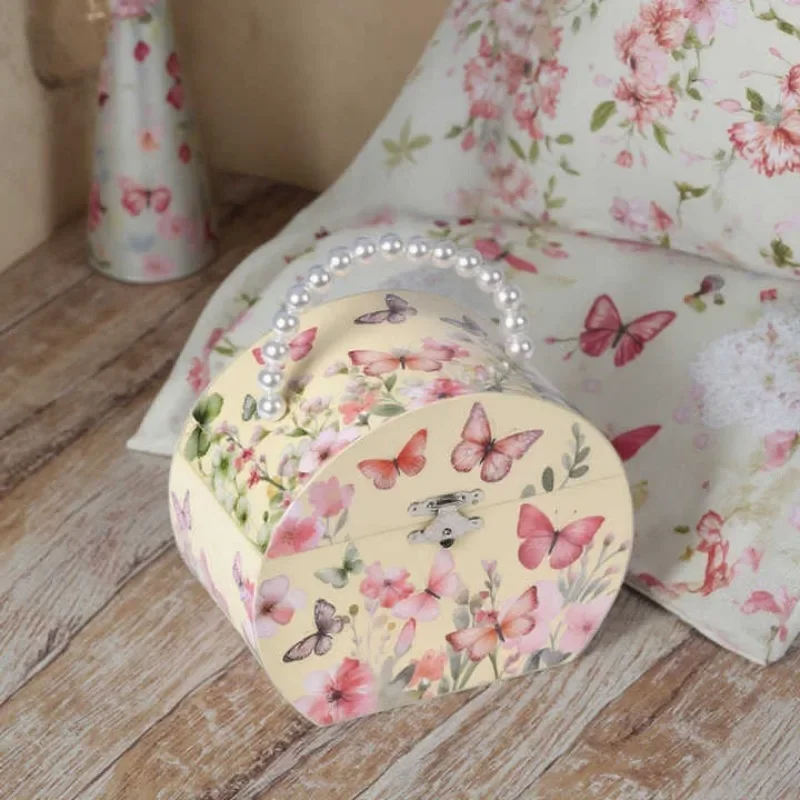 Pink Yellow Irregular Semi-circular Ballet Butterfly Jewelry Storage Music Box Children's Day Christmas Valentine's Day Gift 6
