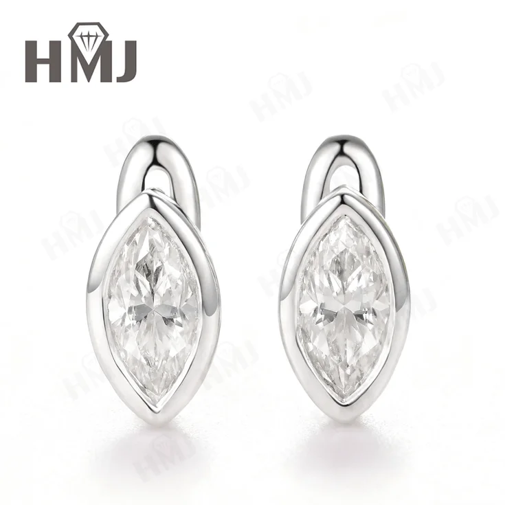 1ct Moissanit/Laborgezüchteter Columbia-Smaragd/Rubin Ohrring S925 10K 14K VVVS1 Marquise-Schliff Edles Schmuckstück Geschenk für Frauen Jubiläum – Detail 2