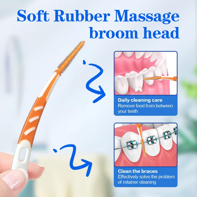 1/5 박스 치아 세척 브러쉬 치아 관리 치실 치간 실리콘 브러쉬 치아 스틱 이쑤시개 치간 브러쉬