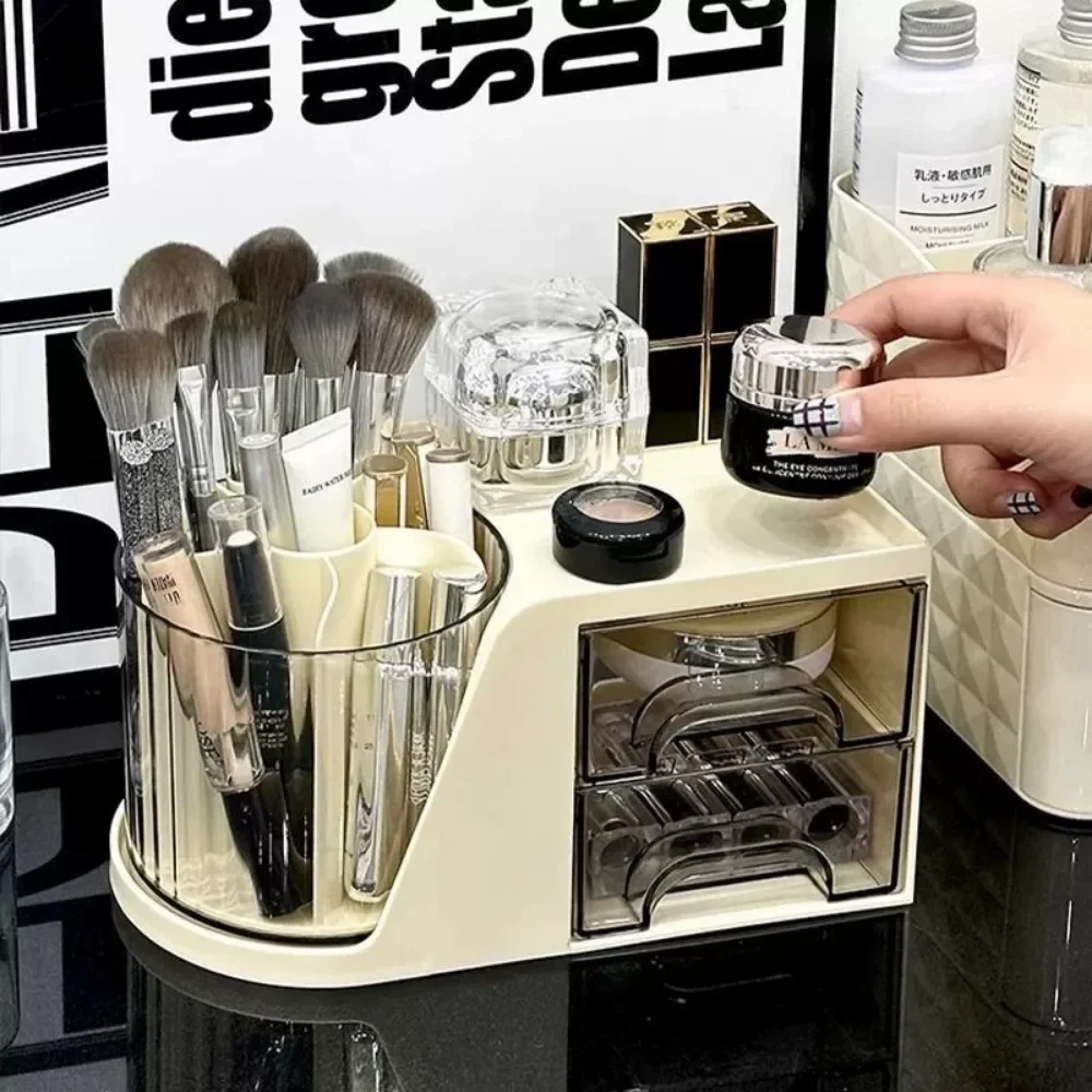 25 360° Rotating Makeup Brush Holder Cosmetic Storage Box Large Capacity Makeup Brush Storage Box Suitable for Bathroom Desktop 6