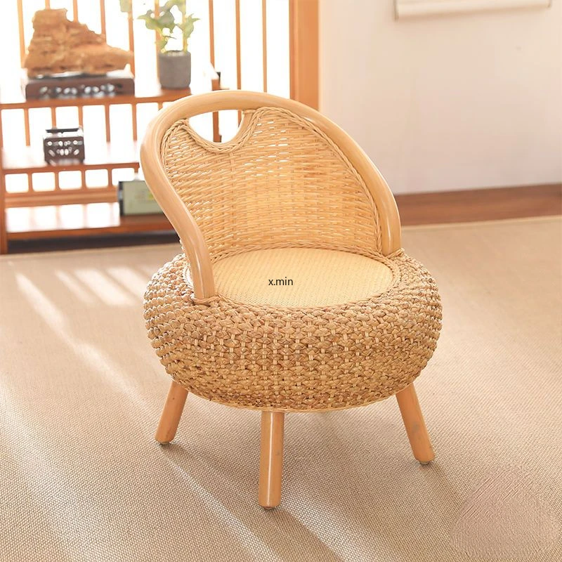 Vine Woven Chairs Household Small Chairs Single Person Rattan Courtyard Low Stools Balcony Back Garden Furniture