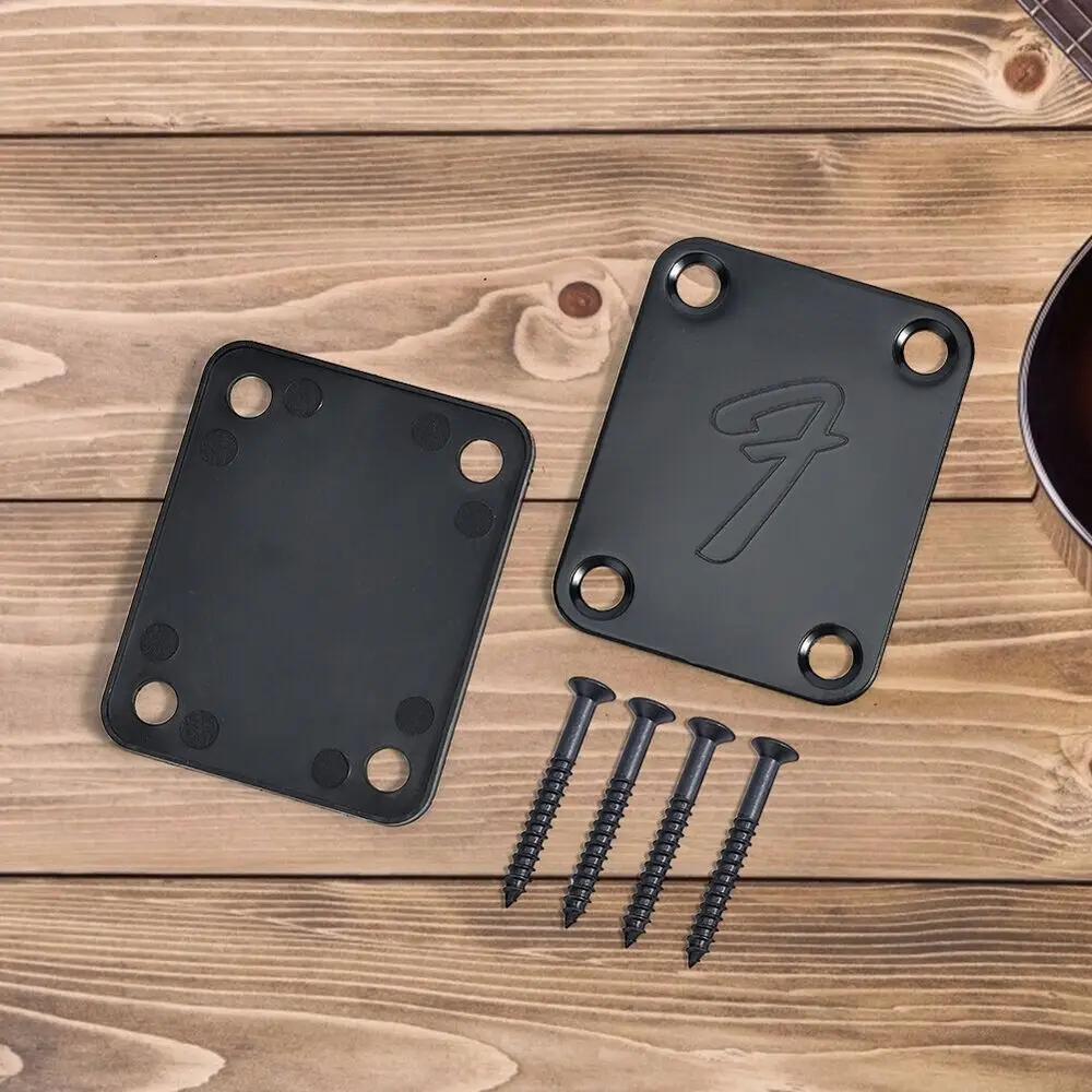 Piastra Collo Argento MIT Piastra Collo (Neck Plate) In Metallo Per Chitarra Elettrica Fender - Sostituzione, Colore Argento Viti Logo Mit Fender - Foto 3