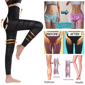 High Waist Leggings Women Sculpting Firm Control Leg Tummy Flat Skinny Slimming Tights Thigh Slimmer Footless Pants Stretchy