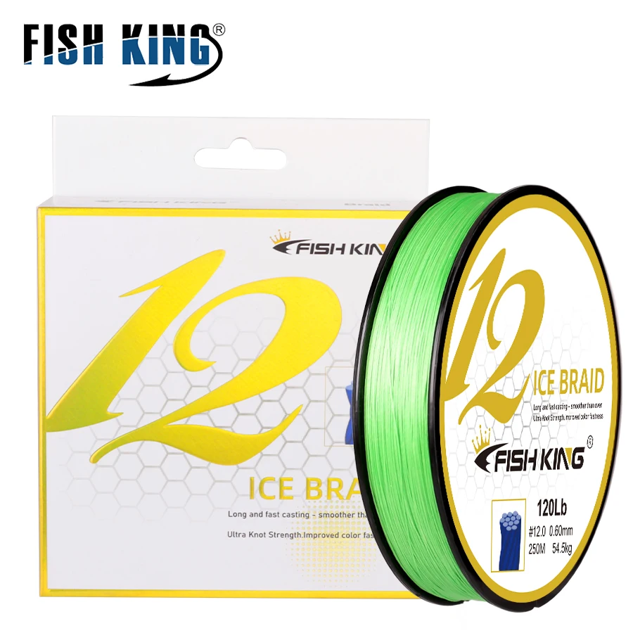 

FISH KING 100M Braided Fishing Line 12 Strands MultiColor Multifilament Saltwater PE Line 0.6-8.0# Fishing Line for Carp Fishing