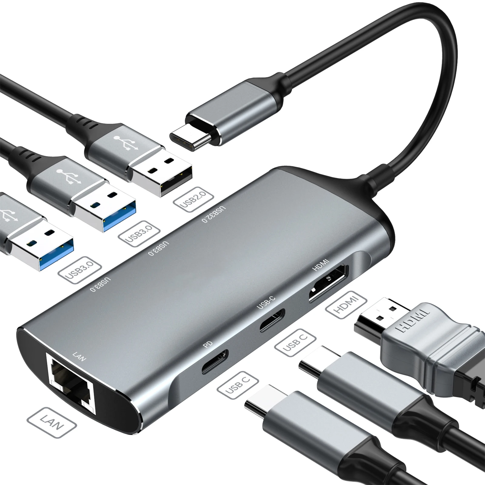 Magbac Docking Station Usb C Tipo C A 4K Hdmi Ethernet Pd 100W Hub Usb C Per Macbook Pro Air Lenovo Dell Thunderbolt 4/3 Laptop