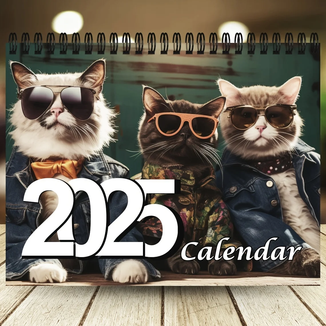 Fashionable Cats Monthly Wall Calendar, Cute Cat-Themed Hanging Calendar for Cat Lovers, Gift Idea wall calendar paper wall calendar