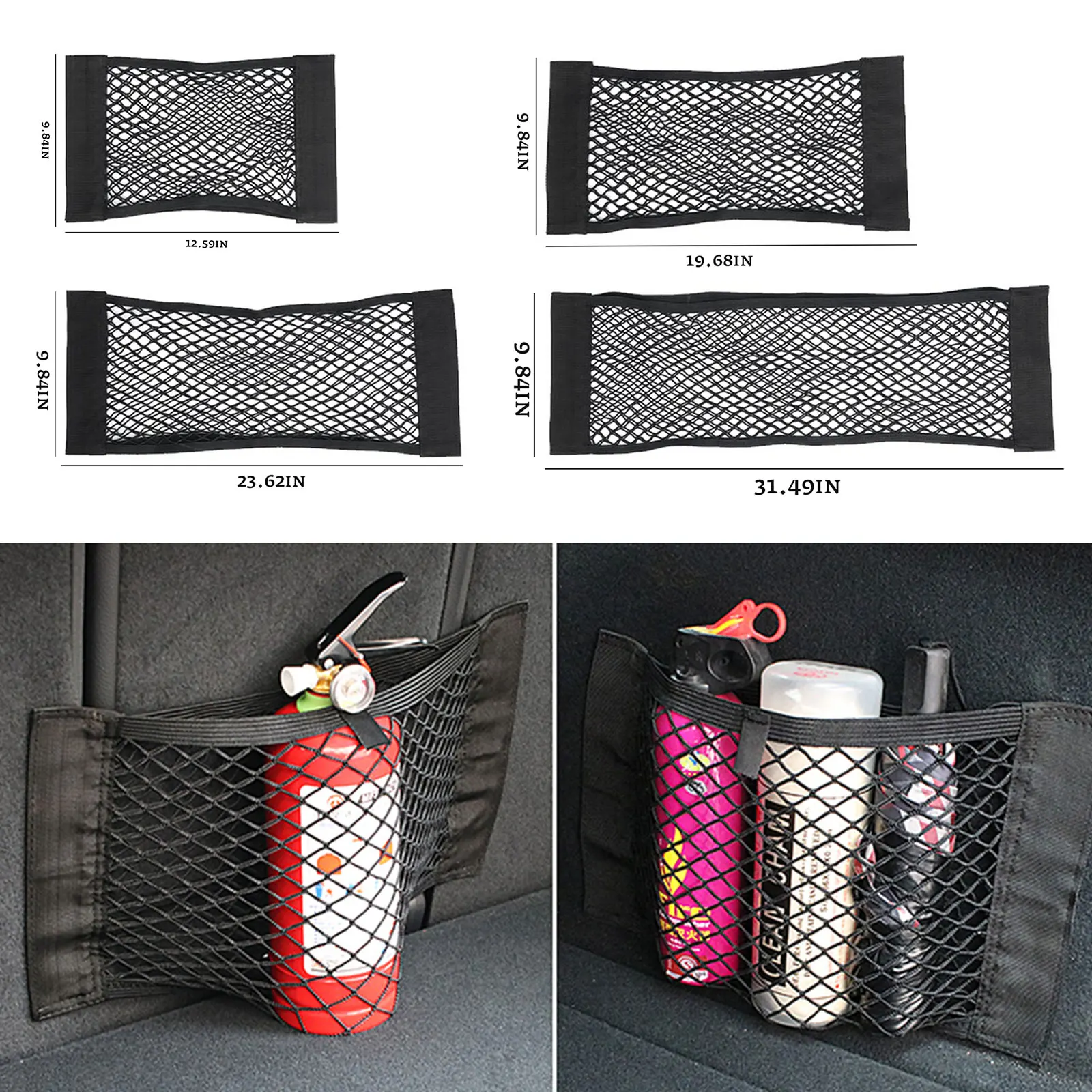 

Car Back Rear Mesh Trunk Seat Elastic String Net Universal Storage Bag Pocket Cage Auto Organizer Seat Back Bag