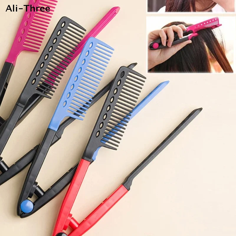 V-Shaped Hair Straightening & Styling Brush - Versatile Unisex Hairdressing Tool
