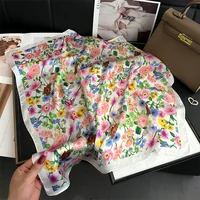 Women Popular Print Silk Scarf 70X70cm Square Scarves 2024 New Fashion Travel Decoration Sunscreen Bandannas Kerchief Hair Band 2