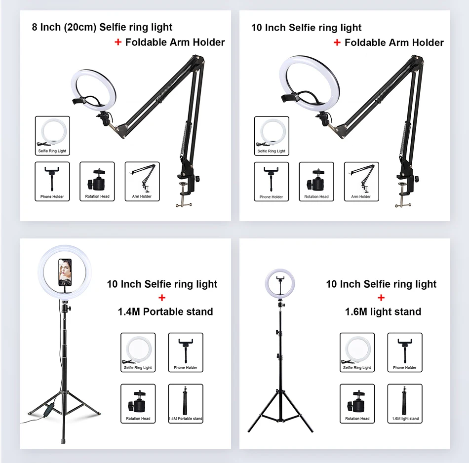 aro de lâmpada, suporte para tripé, Ringlight