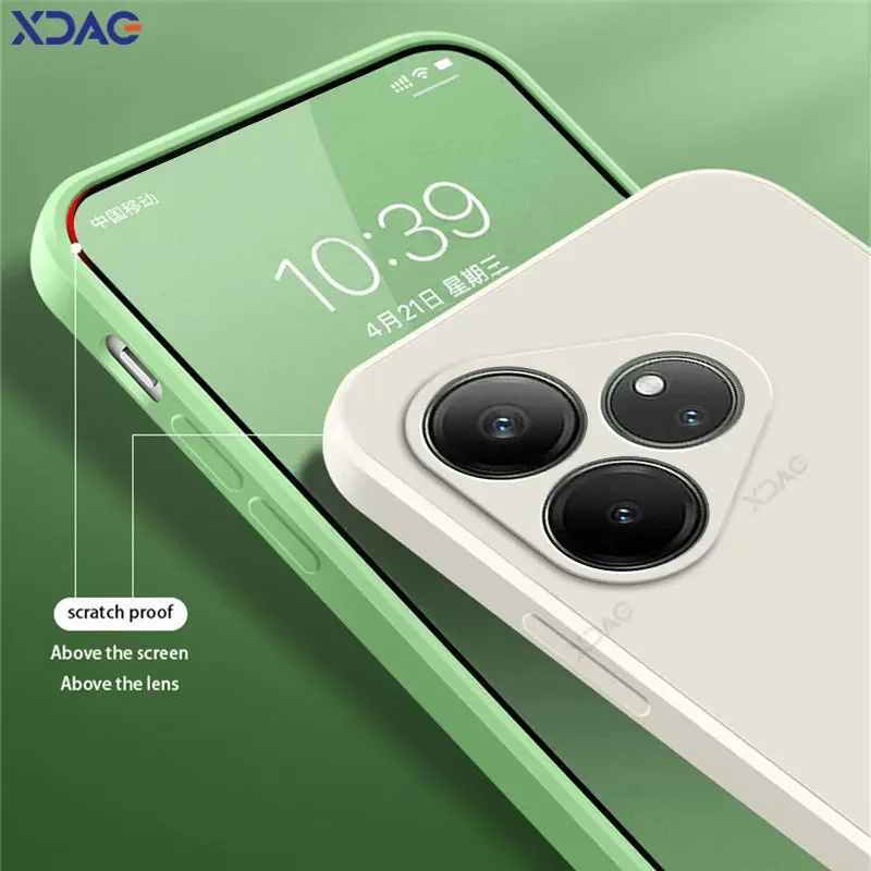 Luxury Square Liquid Silicone Back Cover with Double Liner - Soft and Stylish Premium Phone Case