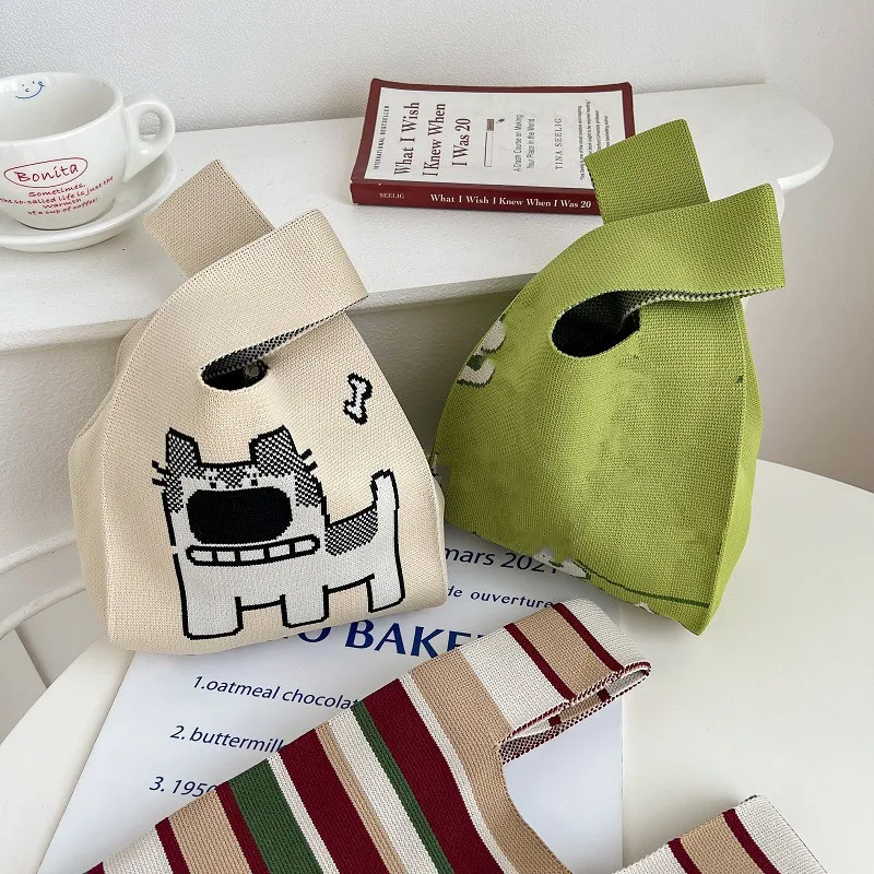 

Cute Animal Vest Bag All-Match Simple Cosmetic Bag Tote Clutch Bag Color Matching Knitting Bag Casual Literary Walking Handbag