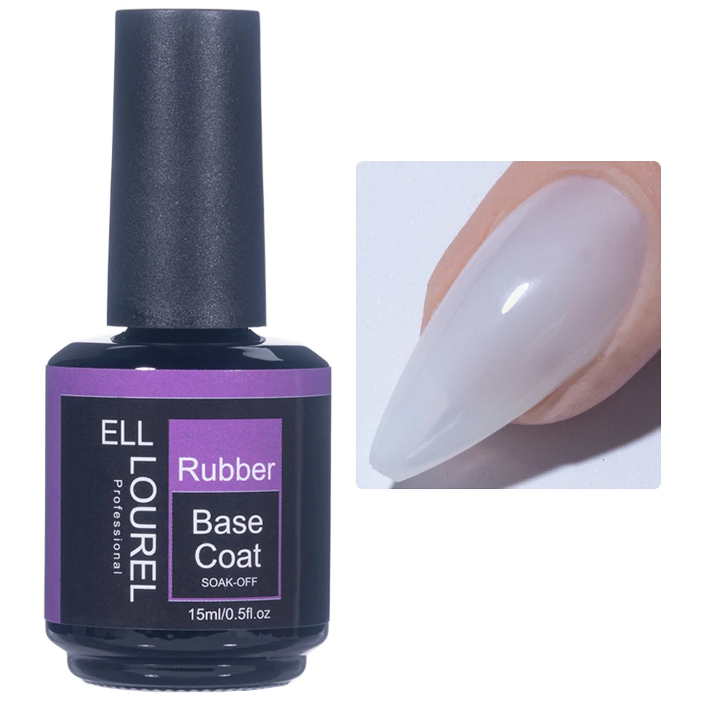 Ele LOUREL-세미 퍼머넌트 UV 프랜치 아크릴 네일 폴리시 젤 15ML, 고무 베이스 젤, 젤리, 밀키 화이트, 네일아트, 폴리시, 광택젤