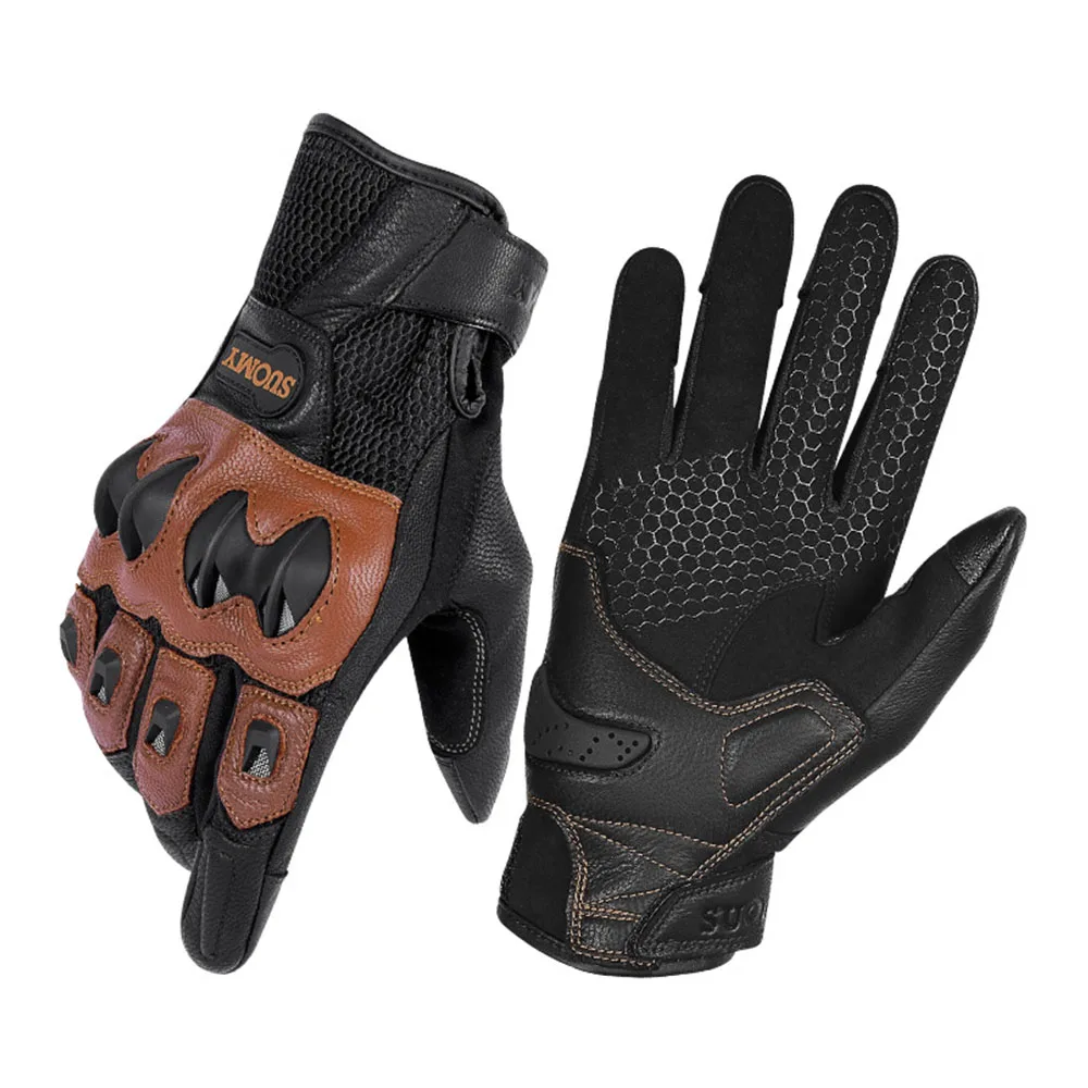 

Motorcycle Gloves Anti-fall Leather Gloves For Men Sheepskin Material Retro Knight Gloves Shock Absorption Guantes Moto S-XXL