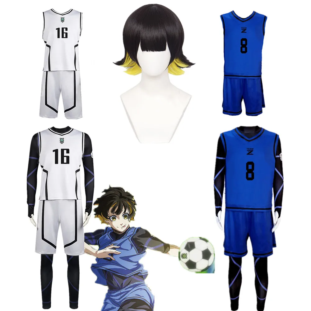 

Anime Blue Lock Bachira Meguru Cosplay Costume White Jersey Football Jumpsuit Bodysuit Halloween Carnival Clothes