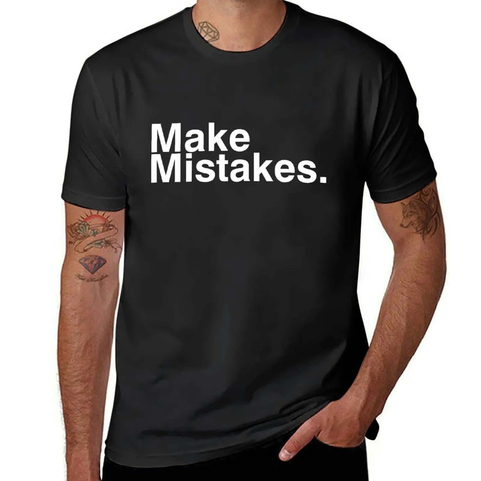 Make Mistakes. T-Shirt oversized boys whites Aesthetic clothing customs design your own mens vintage t shirts