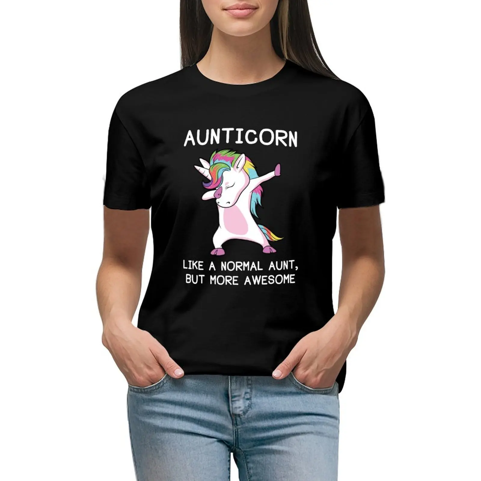 

Aunticorn Unicorn Aunt T-Shirt Blouse tops Aesthetic clothing vintage clothes tops for Women