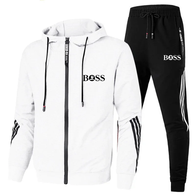 

2023 Men's New Casual Sportswear Set Zipper Sweater Hoodie Men's and Women's Running Sportswear 2-Piece Set