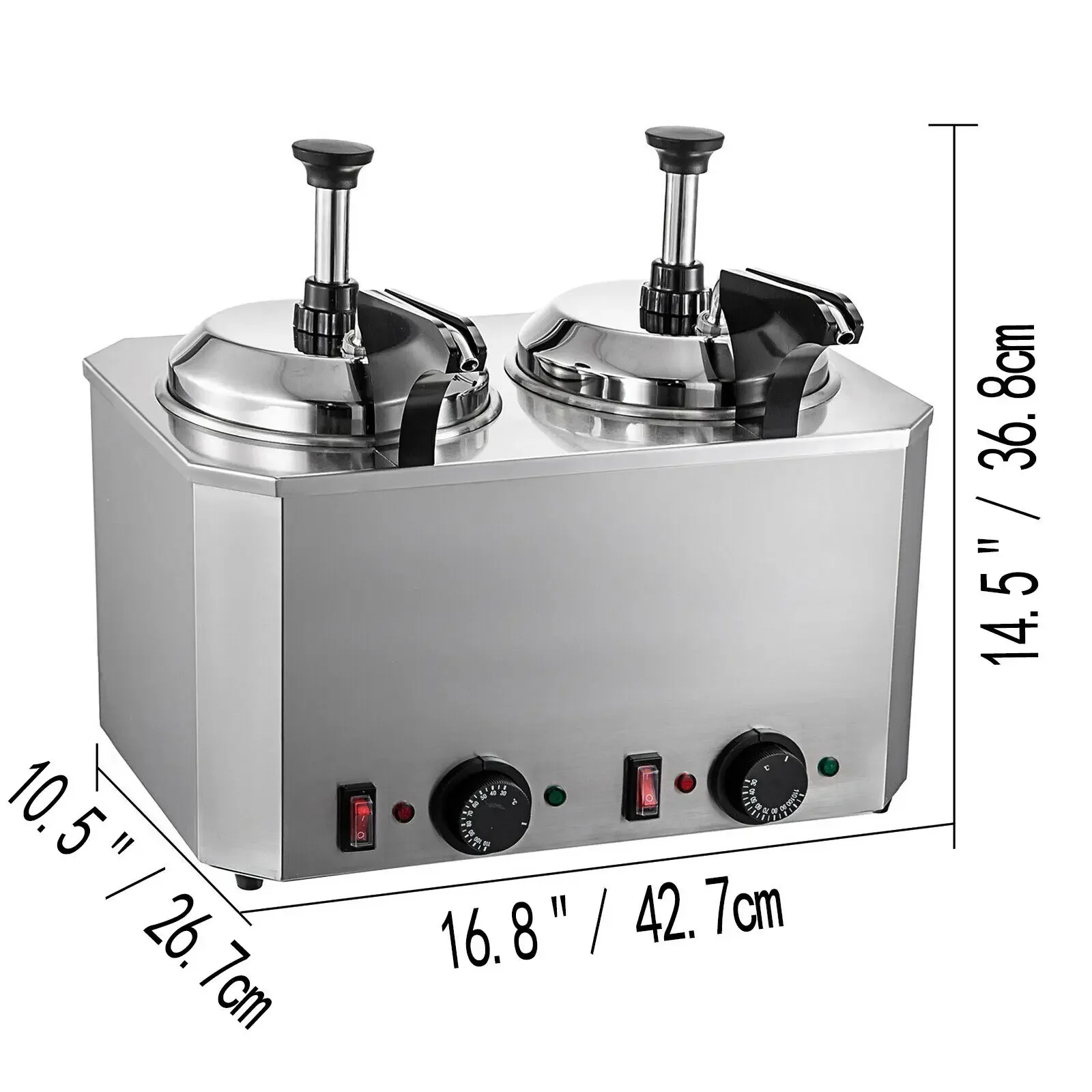 SNICE Electric Chocolate Warmer Dispenser - 3.0 Qt Stainless Steel, Temp Control For Nacho Cheese, Hot Fudge, Caramel