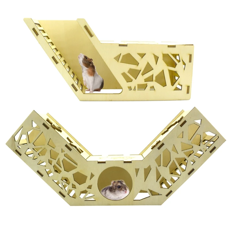 Hamster Tunnel Toy Climbing House Small Pet Wooden Hideout Tube Cage Decor for Small Hamsters Easy to Assemble,hamster toy maze,hamster cage tunnel,small pet tunnel